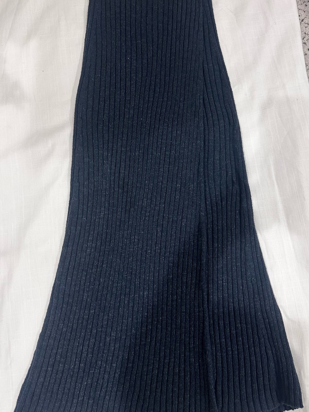 Free People Navy Blue Ribbed Knit Faux Wrap Maxi Skirt | P/S